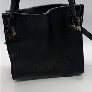 Structured Black Tote with Metal Accent Handles